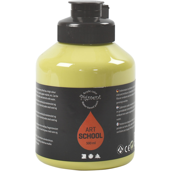 Pigment Art School-Farbe, Mattglänzend, Halbtransparent, Kiwi, 500 ml/ 1 Fl.