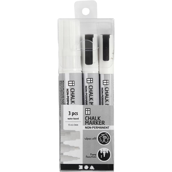 Kreide-Marker, Strichstärke 3+6+15 mm, Weiß, 3 Stk/ 1 Pck – Bild 3