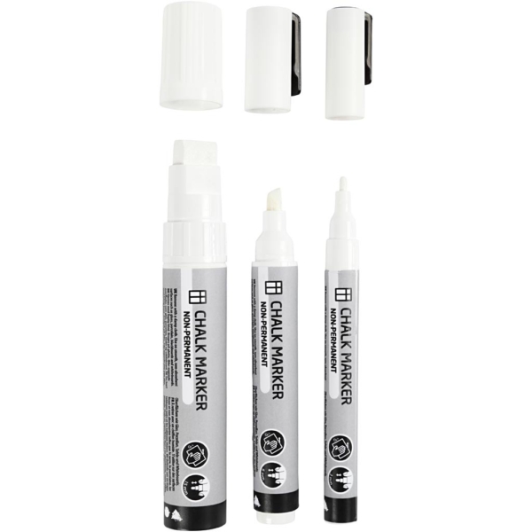Kreide-Marker, Strichstärke 3+6+15 mm, Weiß, 3 Stk/ 1 Pck – Bild 5