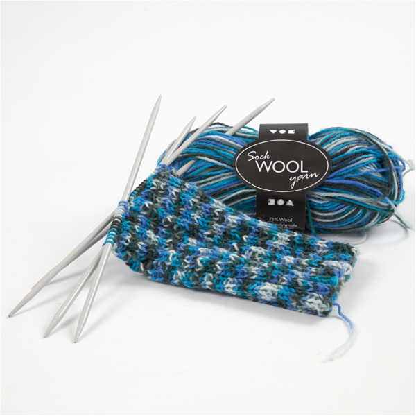 Sockenwolle, L 200 m, Harmonie in Blau-Türkis, 50 g/ 1 Knäuel – Bild 3