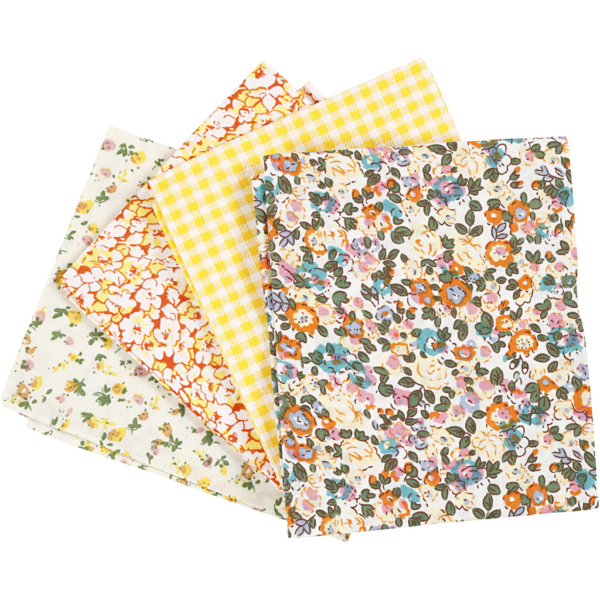 Patchwork-Stoff, Größe 45x55 cm, 100 g, Gelb, 4 Stk/ 1 Bündl.