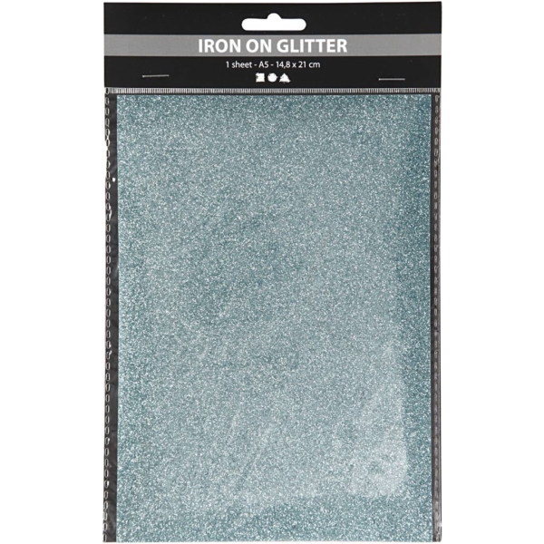 Bügelfolie, A5, 148x210 mm, Glitter, Hellblau, 1 Bl. – Bild 2