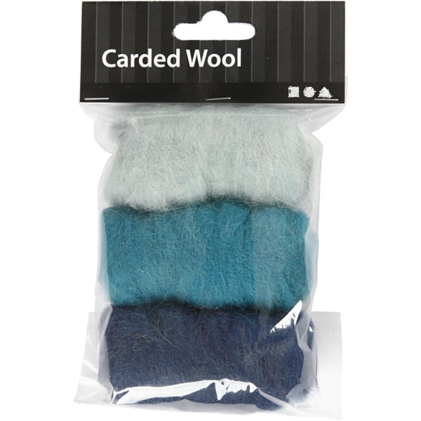 Wolle Kardiert, Harmonie in Blau, 3x10 g/ 1 Pck – Bild 2