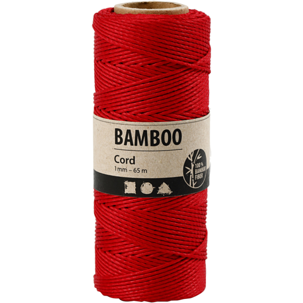 Bambuskordel, Dicke 1 mm, Rot, 65 m/ 1 Rolle – Bild 2