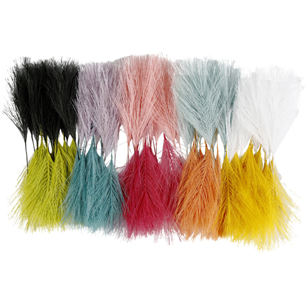 Künstliche Federn, L 15 cm, B 8 cm, Sortierte Farben, 10x10 Pck/ 1 Pck – Bild 2