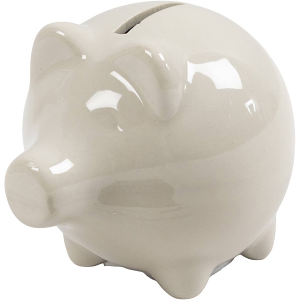 Sparschwein, H 8 cm, B 8,5 cm, Naturweiß, 10 Stk/ 1 Box