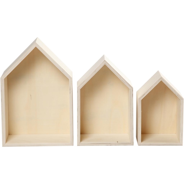 Aufbewahrungskästen, Häuser, H 20,3+25,3+31 cm, T 10 cm, B 13+16,2+20 cm, 3 Stk/ 1 Set – Bild 2