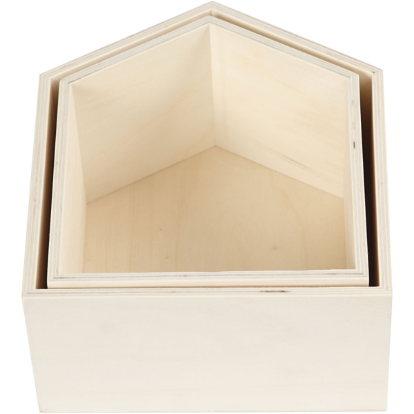 Aufbewahrungskästen, Häuser, H 22,5+25 cm, T 12,5 cm, B 19,5+22,5 cm, 2 Stk/ 1 Set – Bild 2