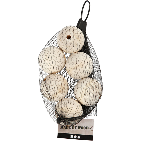 Holzperle, D 40 mm, Lochgröße 7 mm, 6 Stk/ 1 Pck – Bild 2