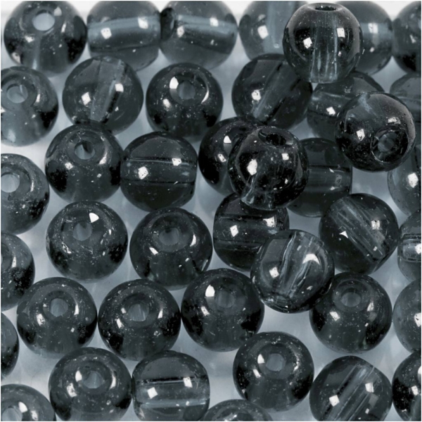 Glasperlen, D 4 mm, Lochgröße 1 mm, Grau, 45 Stk/ 1 Pck – Bild 3