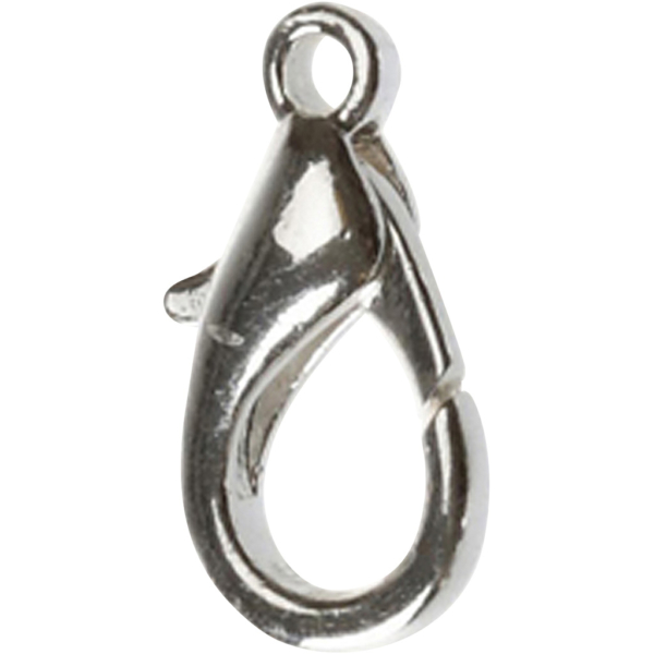 Karabinerhaken, L 18 mm, Versilbert, 25 Stk/ 1 Pck