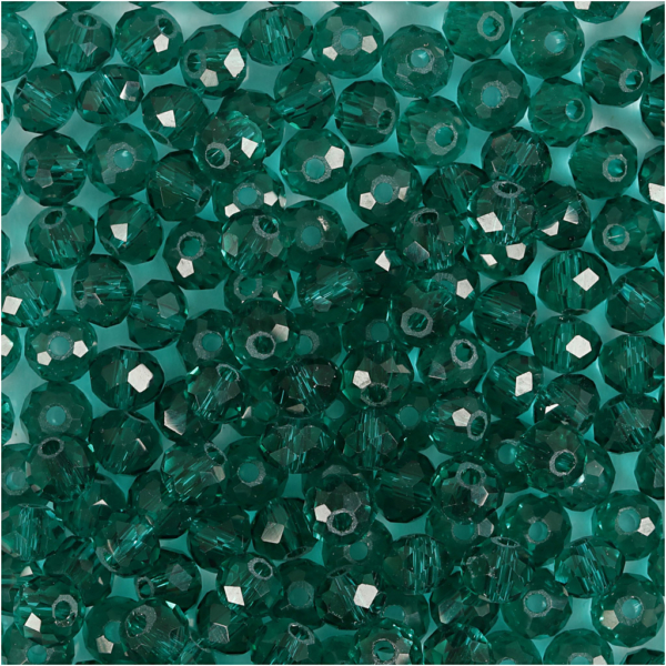 Glasschliffperlen, Größe 3x4 mm, Lochgröße 0,8 mm, Smaragdgrün, 100 Stk/ 1 Pck