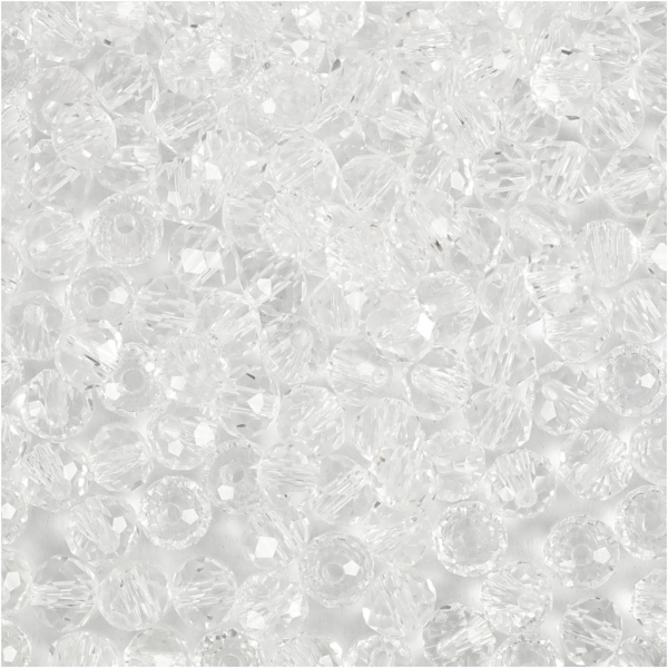 Glasschliffperlen, Größe 3x4 mm, Lochgröße 0,8 mm, Kristall, 100 Stk/ 1 Pck