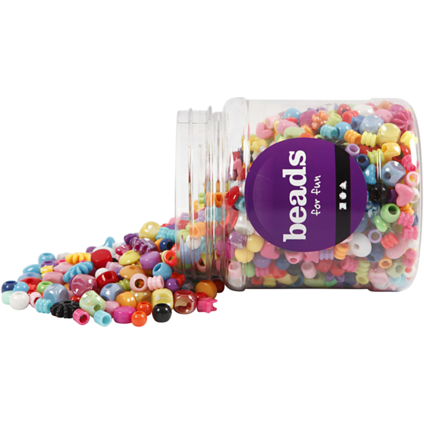 Kunststoffperlen, Großpackung, Größe 6-20 mm, Lochgröße 1,5-6 mm, 700 ml/ 1 Dose, 390 g – Bild 2