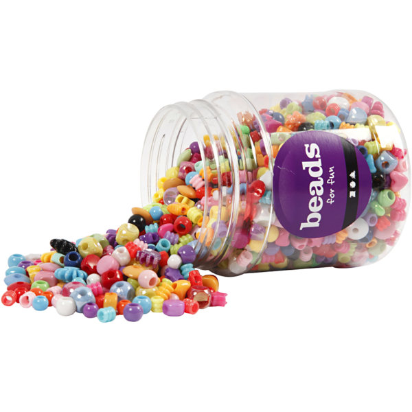 Kunststoffperlen, Großpackung, Größe 6-20 mm, Lochgröße 1,5-6 mm, 700 ml/ 1 Dose, 390 g – Bild 3