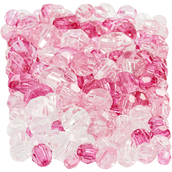 Facettenperlen-Mix, Größe 4-12 mm, Lochgröße 1-2,5 mm, Pink (081), 250 g/ 1 Pck