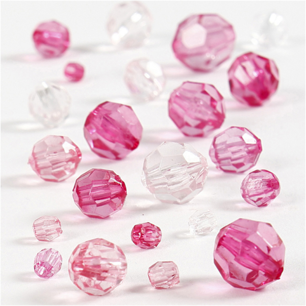 Facettenperlen-Mix, Größe 4-12 mm, Lochgröße 1-2,5 mm, Pink (081), 250 g/ 1 Pck – Bild 2