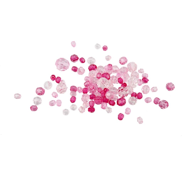 Facettenperlen-Mix, Größe 4-12 mm, Lochgröße 1-2,5 mm, Pink (081), 250 g/ 1 Pck – Bild 3