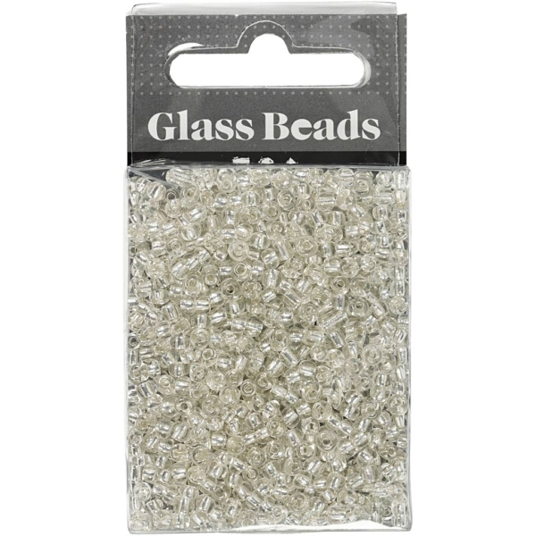 Rocailleperlen, D 3 mm, Größe 8/0 , Lochgröße 0,6-1,0 mm, Silber, 25 g/ 1 Pck – Bild 2