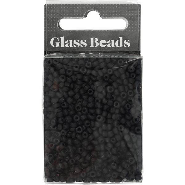 Rocailleperlen, D 3 mm, Größe 8/0 , Lochgröße 0,6-1,0 mm, Schwarz mattiert, 25 g/ 1 Pck – Bild 2