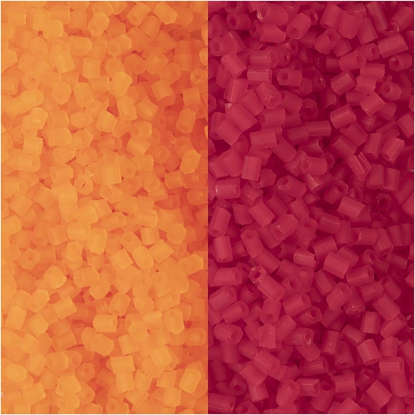 Rocaille Seed Beads 2-cut, D 1,7 mm, Größe 15/0 , Lochgröße 0,5 mm, Transparent Orange, Transparent Rot, 2x7 g/ 1 Pck – Bild 3