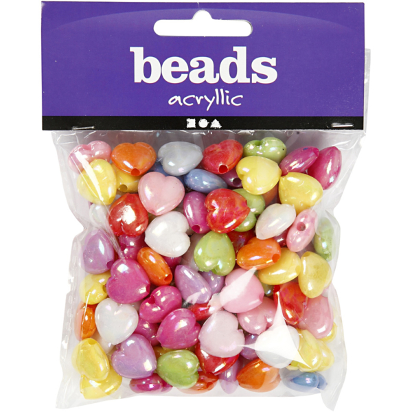 Herzperlen, Mix, Größe 25x15 mm, Lochgröße 3 mm, 125 ml/ 1 Pck, 70 g – Bild 2