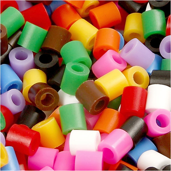 Bügelperlen, Größe 5x5 mm, Lochgröße 2,5 mm, medium, Standard-Farben, 1100 sort./ 1 Pck – Bild 3