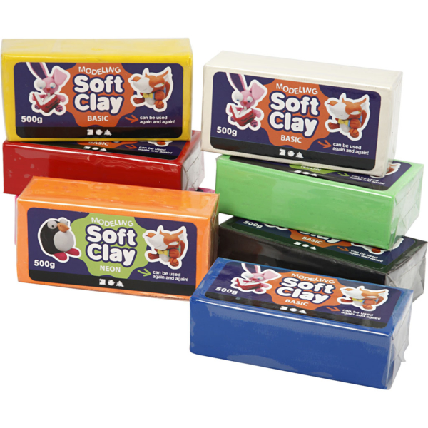 Knetmasse, Größe 13x6x4 cm, Sortierte Farben, 8x500 g/ 1 Pck – Bild 2