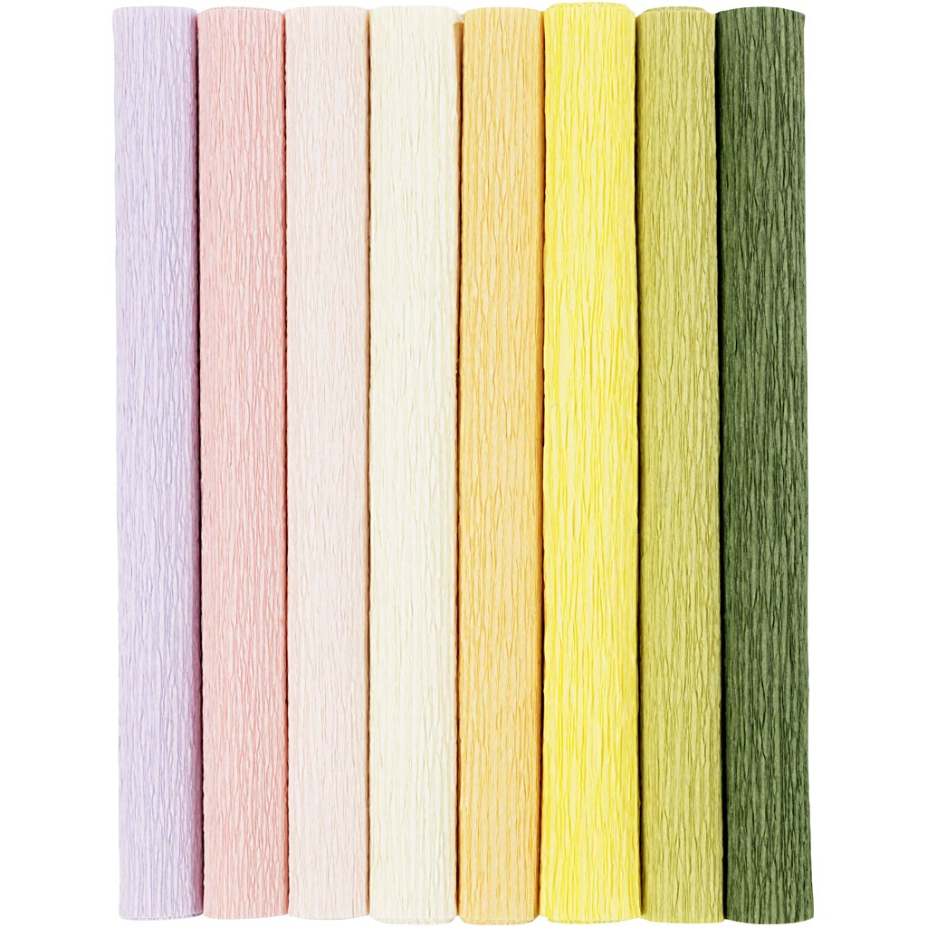 Krepppapier, Blatt 25x60 cm, Kreppanteil: 180%, 105 g, Pastellfarben, 8 Bl./ 1 Pck