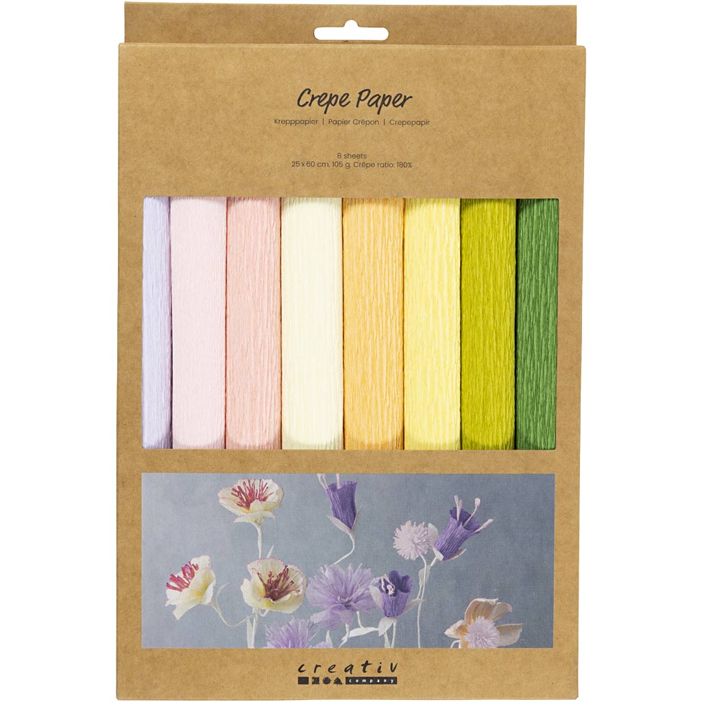Krepppapier, Blatt 25x60 cm, Kreppanteil: 180%, 105 g, Pastellfarben, 8 Bl./ 1 Pck – Bild 2
