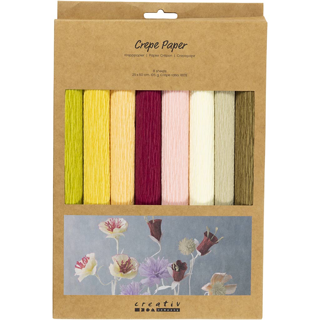 Krepppapier, Blatt 25x60 cm, Kreppanteil: 180%, 105 g, sanfte, dezente Farben, 8 Bl./ 1 Pck – Bild 2