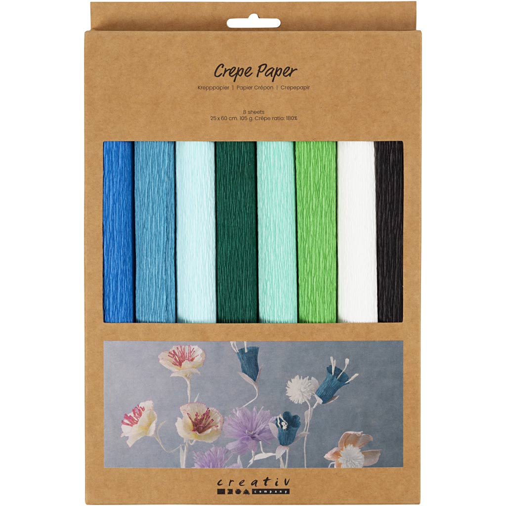 Krepppapier, Blatt 25x60 cm, Kreppanteil: 180%, 105 g, Harmonie in Blau-Grün, 8 Bl./ 1 Pck – Bild 2