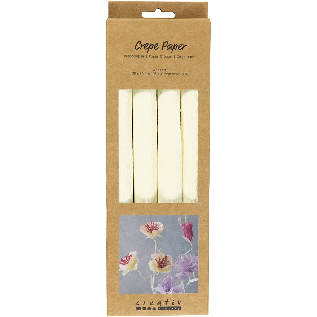 Krepppapier, Blatt 25x60 cm, Kreppanteil: 180%, 105 g, Creme, 4 Bl./ 1 Pck – Bild 2