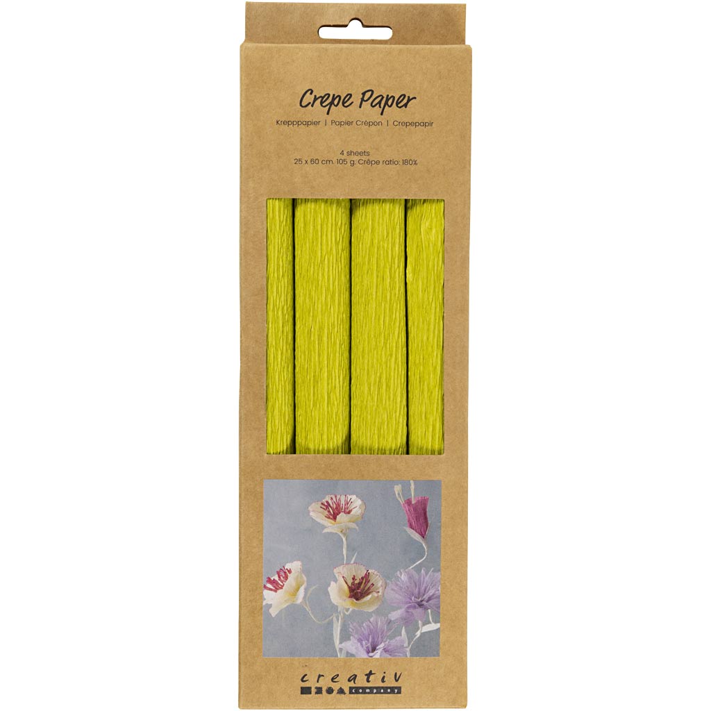 Krepppapier, Blatt 25x60 cm, Kreppanteil: 180%, 105 g, Hellgrün, 4 Bl./ 1 Pck – Bild 2