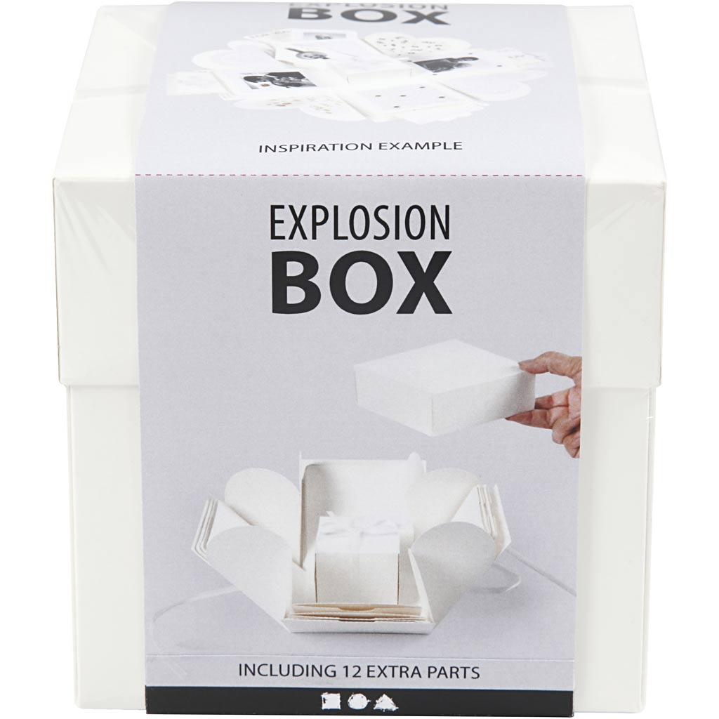 Explosions-Box, Größe 7x7x7,5+12x12x12 cm, Naturweiß, 1 Stk – Bild 2