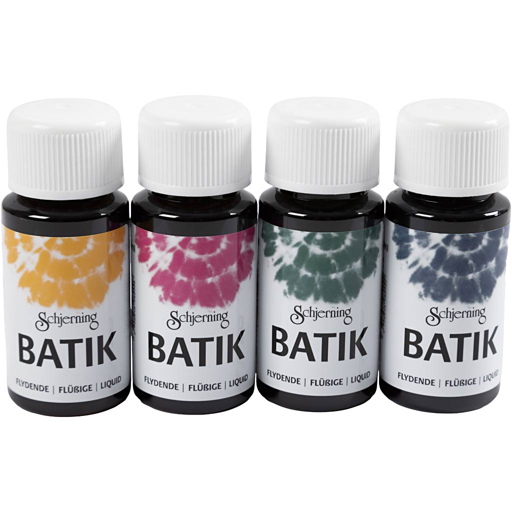 Batikfarbe, Marineblau, Grün, Pink, Korngelb, 4x50 ml/ 1 Pck