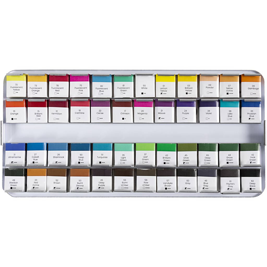 Art Aquarellfarben, Halbwannen, Größe 10x15x20 mm, Standard-Farben, 48 Farbe/ 1 Pck – Bild 5