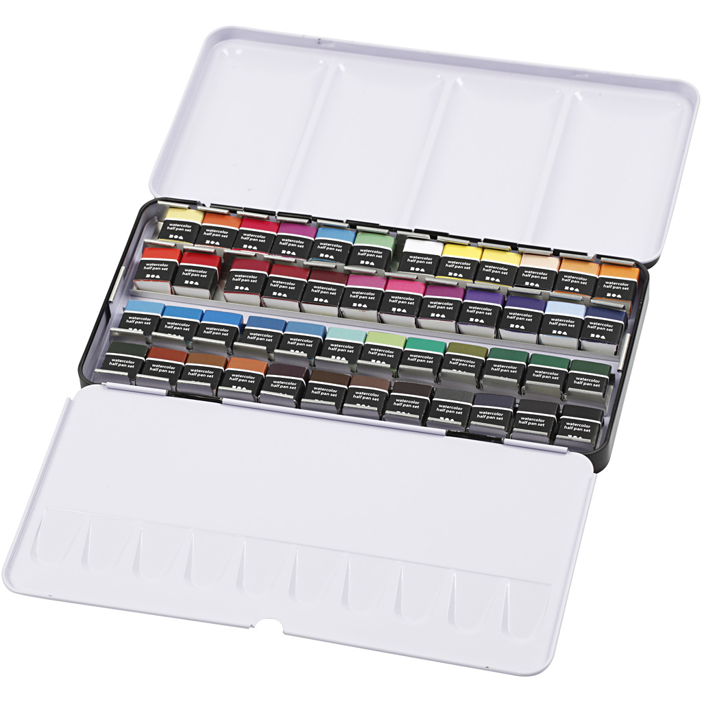 Art Aquarellfarben, Halbwannen, Größe 10x15x20 mm, Standard-Farben, 48 Farbe/ 1 Pck – Bild 7