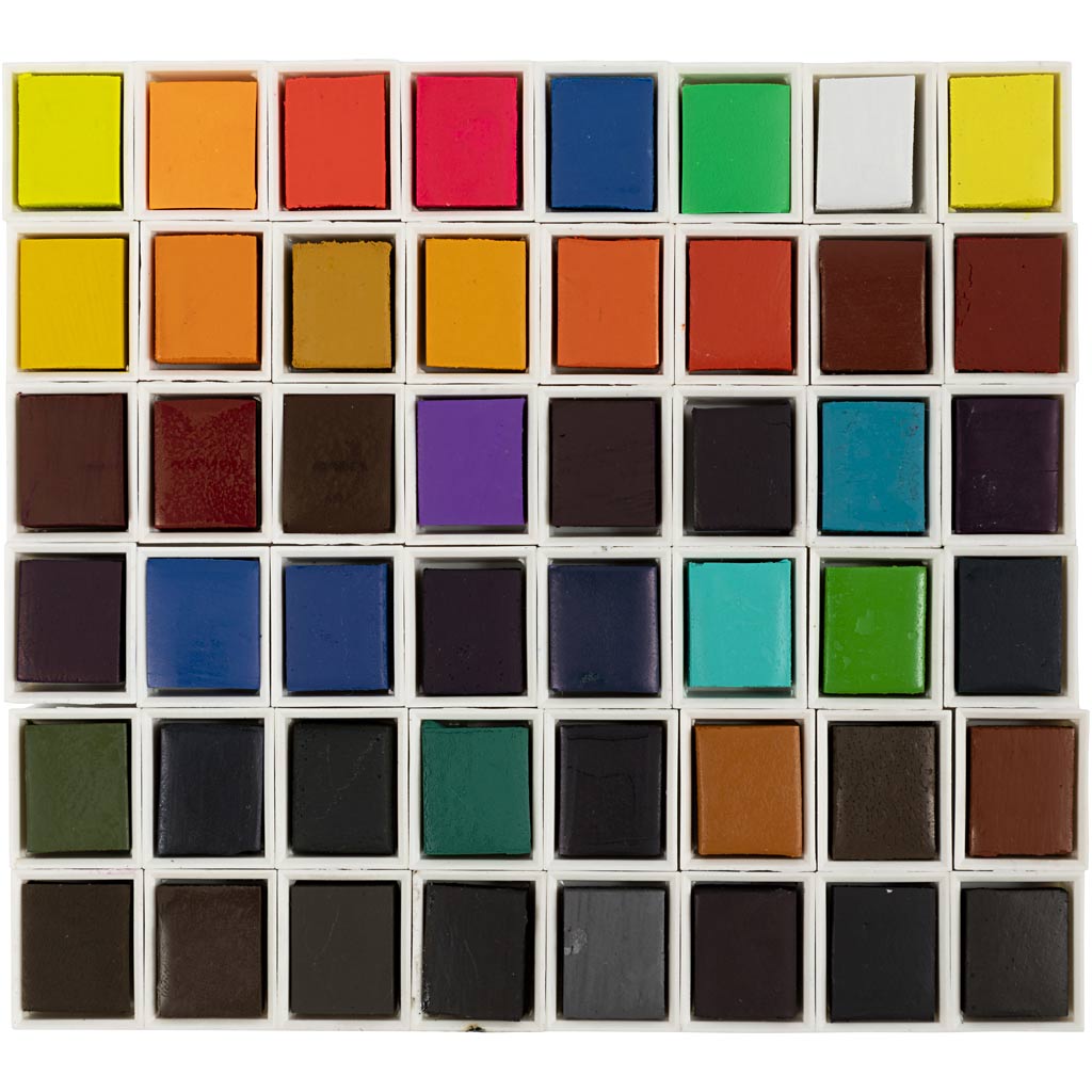 Art Aquarellfarben, Halbwannen, Größe 10x15x20 mm, Standard-Farben, 48 Farbe/ 1 Pck – Bild 8