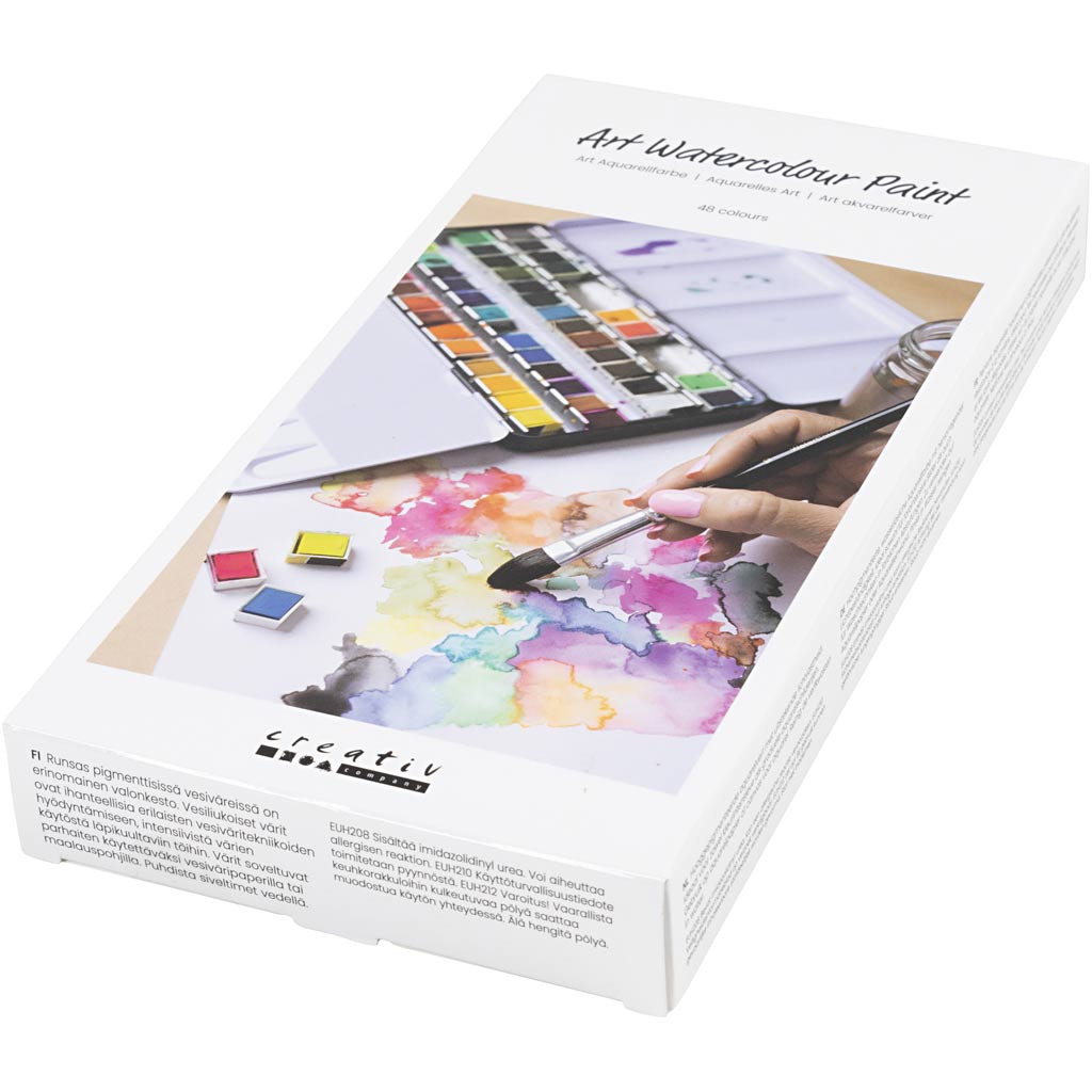 Art Aquarellfarben, Halbwannen, Größe 10x15x20 mm, Standard-Farben, 48 Farbe/ 1 Pck – Bild 4