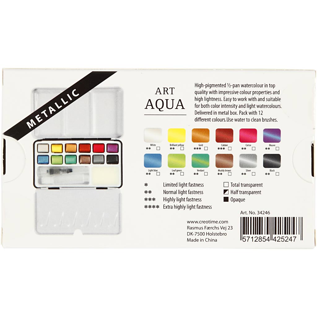 Art Aquarellfarben, Metallic-Farben, 12 Farbe/ 1 Pck – Bild 3