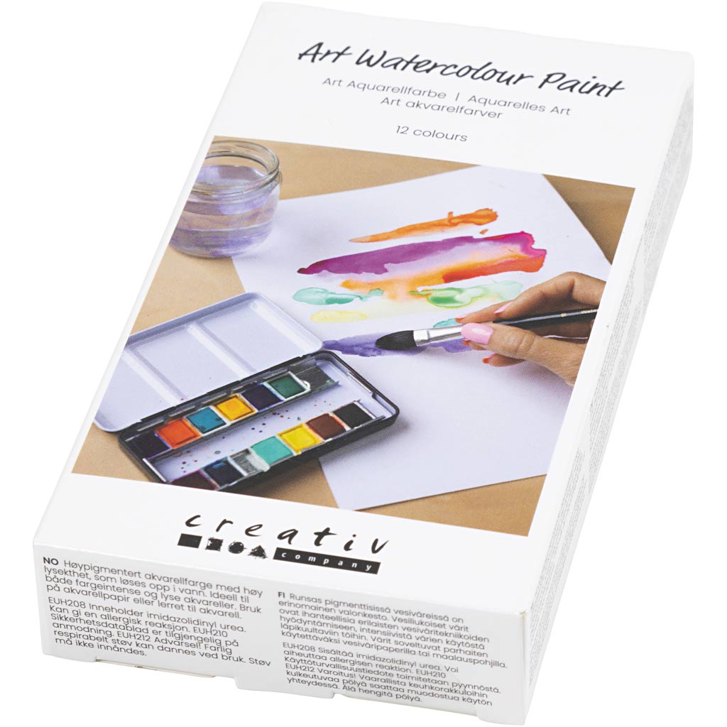 Art Aquarellfarben, Halbwannen, Blumen und Landschaften, Größe 10x15x20 mm, Sortierte Farben, 12 Farbe/ 1 Stk – Bild 3