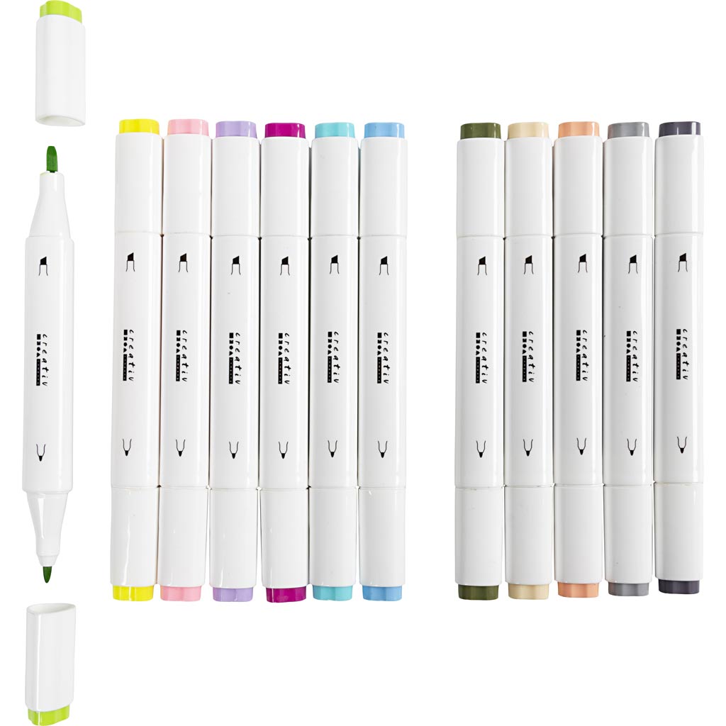 Twin Marker Filzstifte, Strichstärke 1+8 mm, Pastellfarben, 12 Stk/ 1 Pck – Bild 5