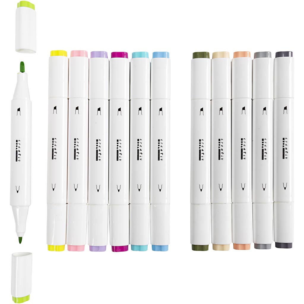 Twin Marker Filzstifte, Strichstärke 1+8 mm, Pastellfarben, 12 Stk/ 1 Pck – Bild 6