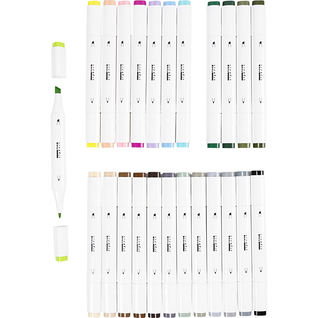 Twin Marker Filzstifte, Strichstärke 1+8 mm, Pastellfarben, Standard-Farben, 24 Stk/ 1 Pck – Bild 5