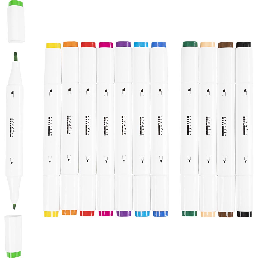 Twin Marker Filzstifte, Strichstärke 1+8 mm, Standard-Farben, 12 Stk/ 1 Pck – Bild 5