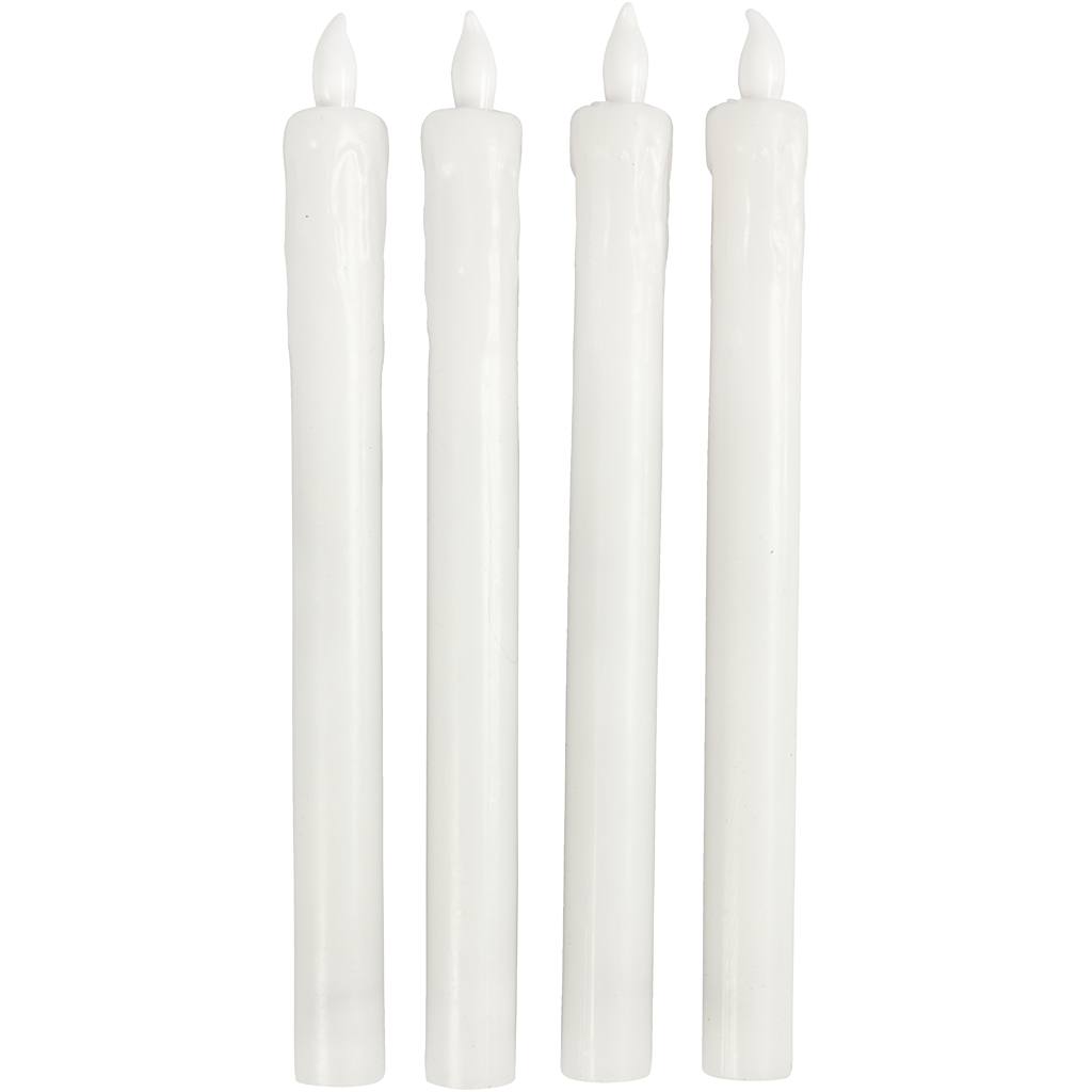 LED-Kerzen, H 24,5 cm, D 20 mm, 4 Stk/ 1 Pck