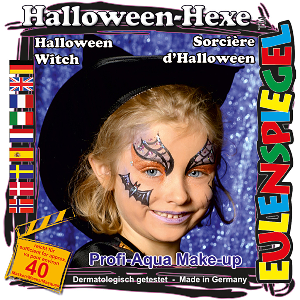 Eulenspiegel Gesichtsschminke - Motivset, Halloween-Hexe, Sortierte Farben, 1 Set – Bild 3
