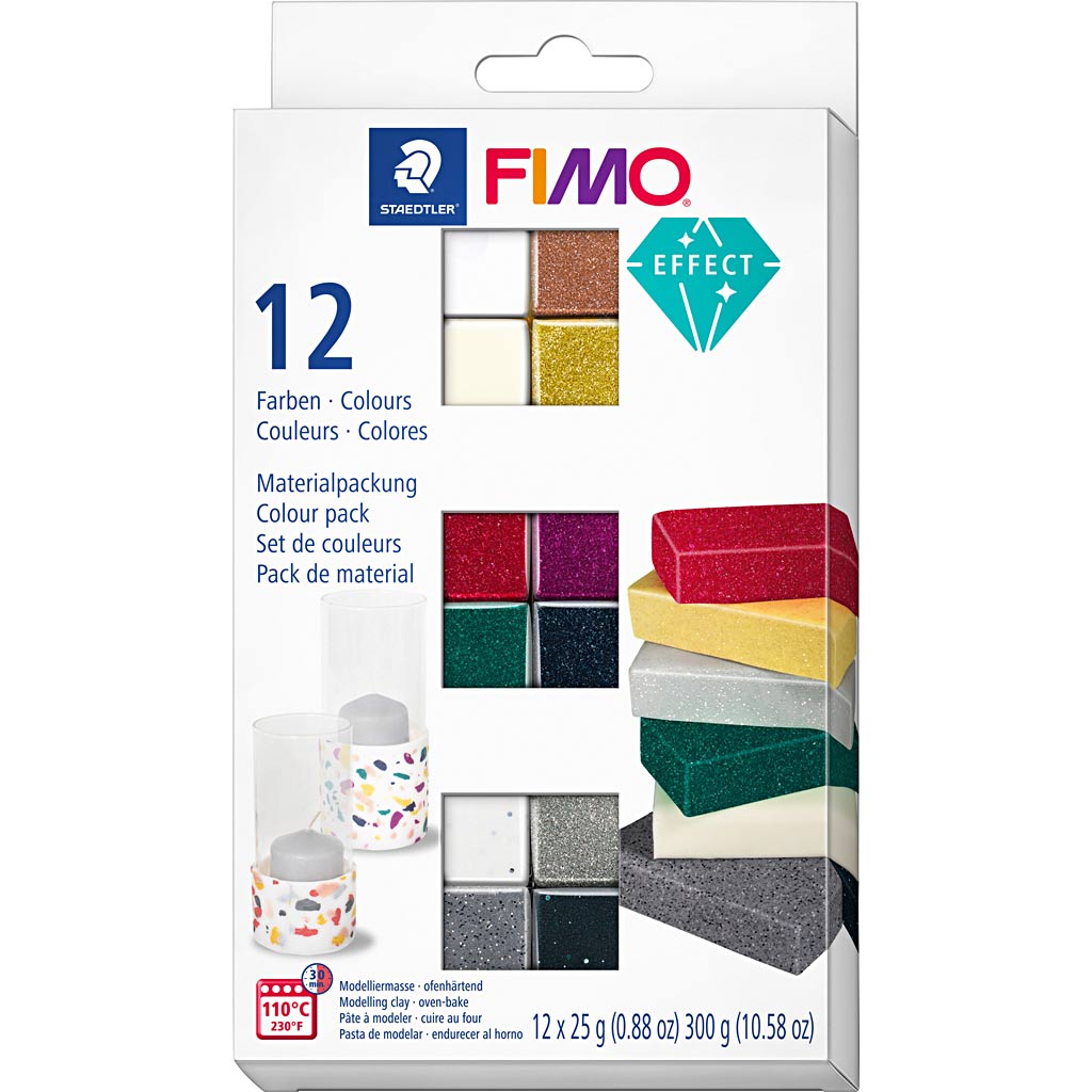 FIMO® Effect , Sortierte Farben, 12x25 g/ 1 Pck