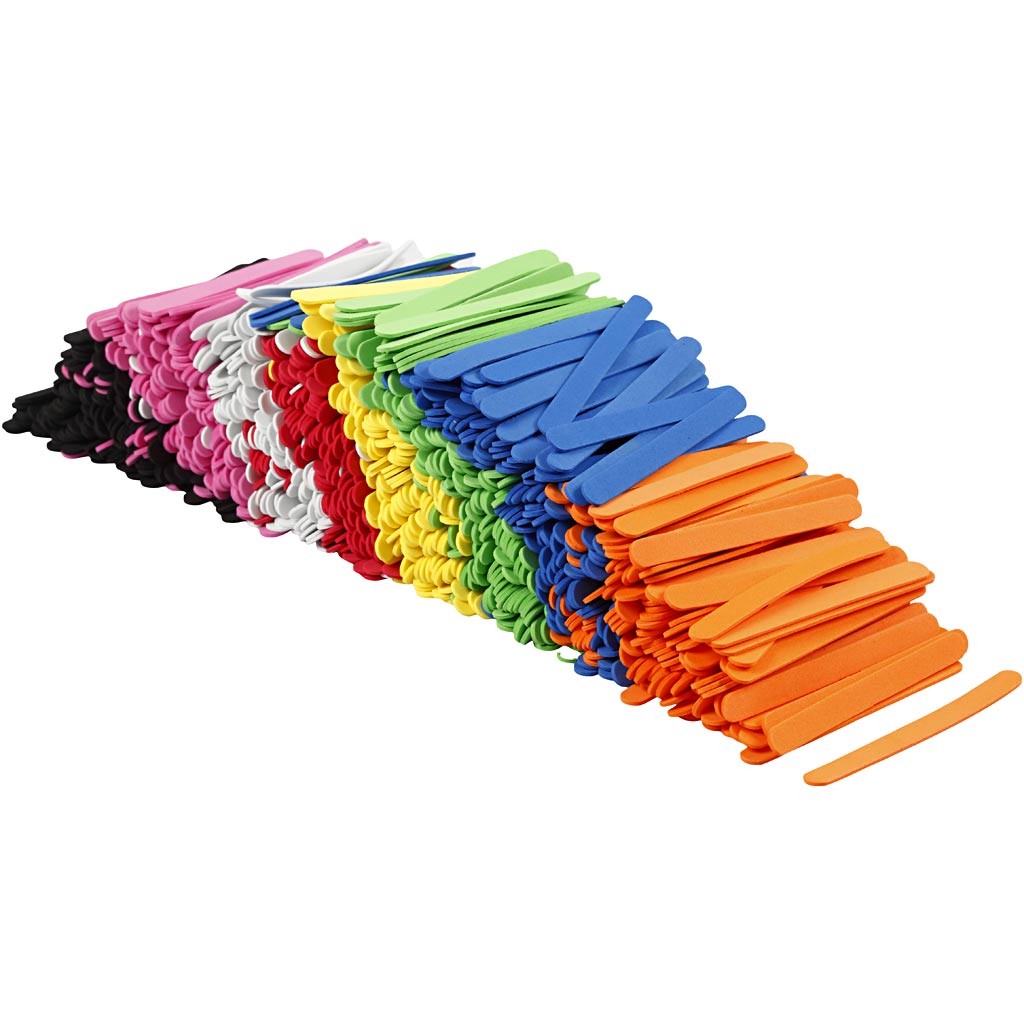 Moosgummi-Eisstiele, L 11,5 cm, B 1 cm, Dicke 2 mm, Sortierte Farben, 1000 Stk/ 1 Pck – Bild 4